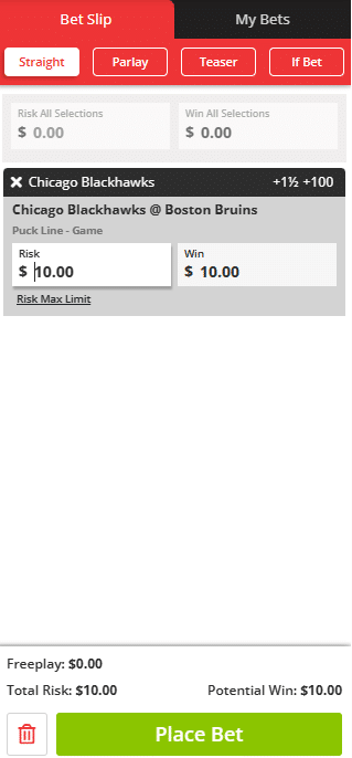 Betslip at Betonline.