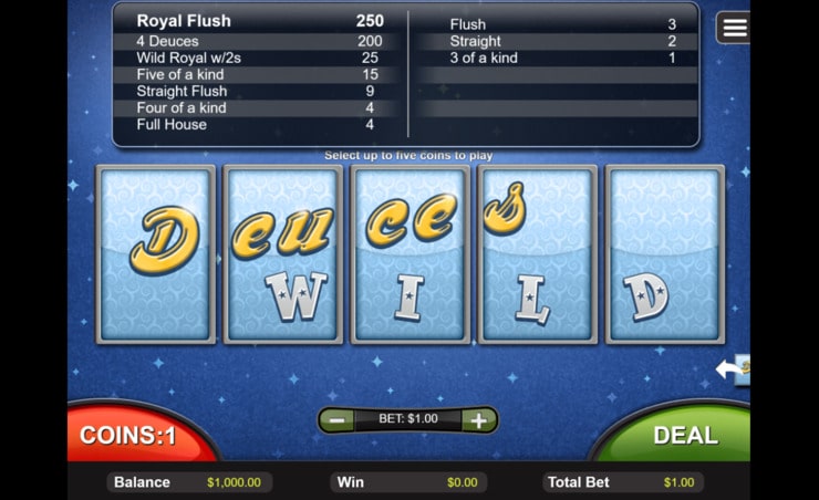 Deuces WIld video poker game.