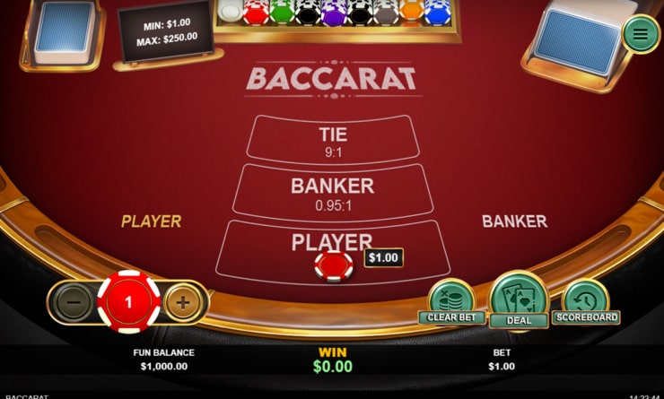 Baccarat game screen