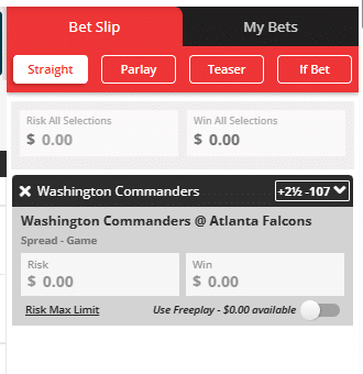 Betslip at Betonline