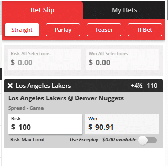 BetOnline betslip