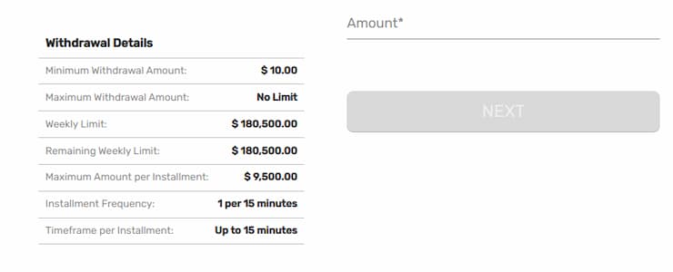 Enter deposit amount