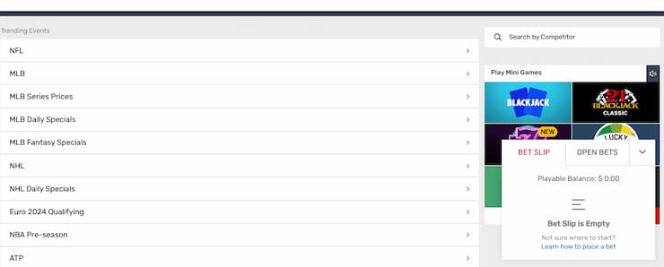 Features at Bovada Sportsbook
