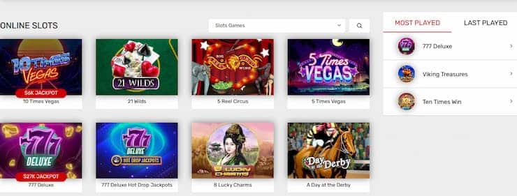 Bovada Casino game selection