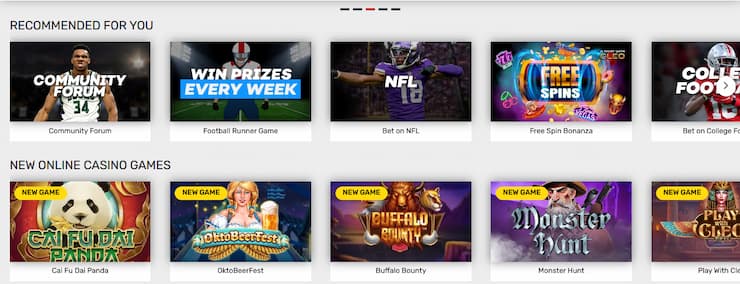 Desktop site for Bovada