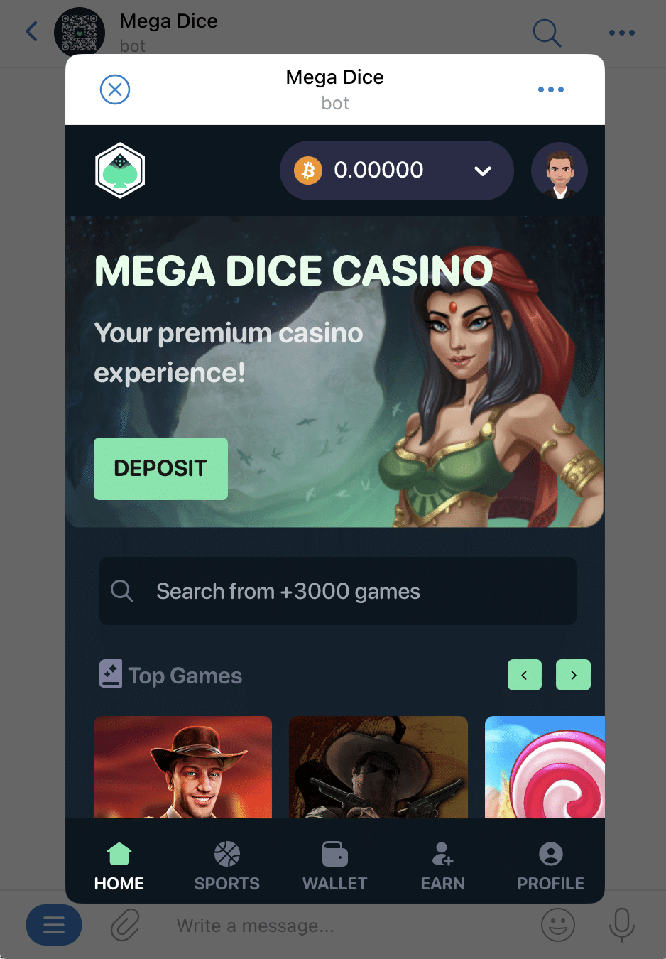 Mega Dice Telegram casino