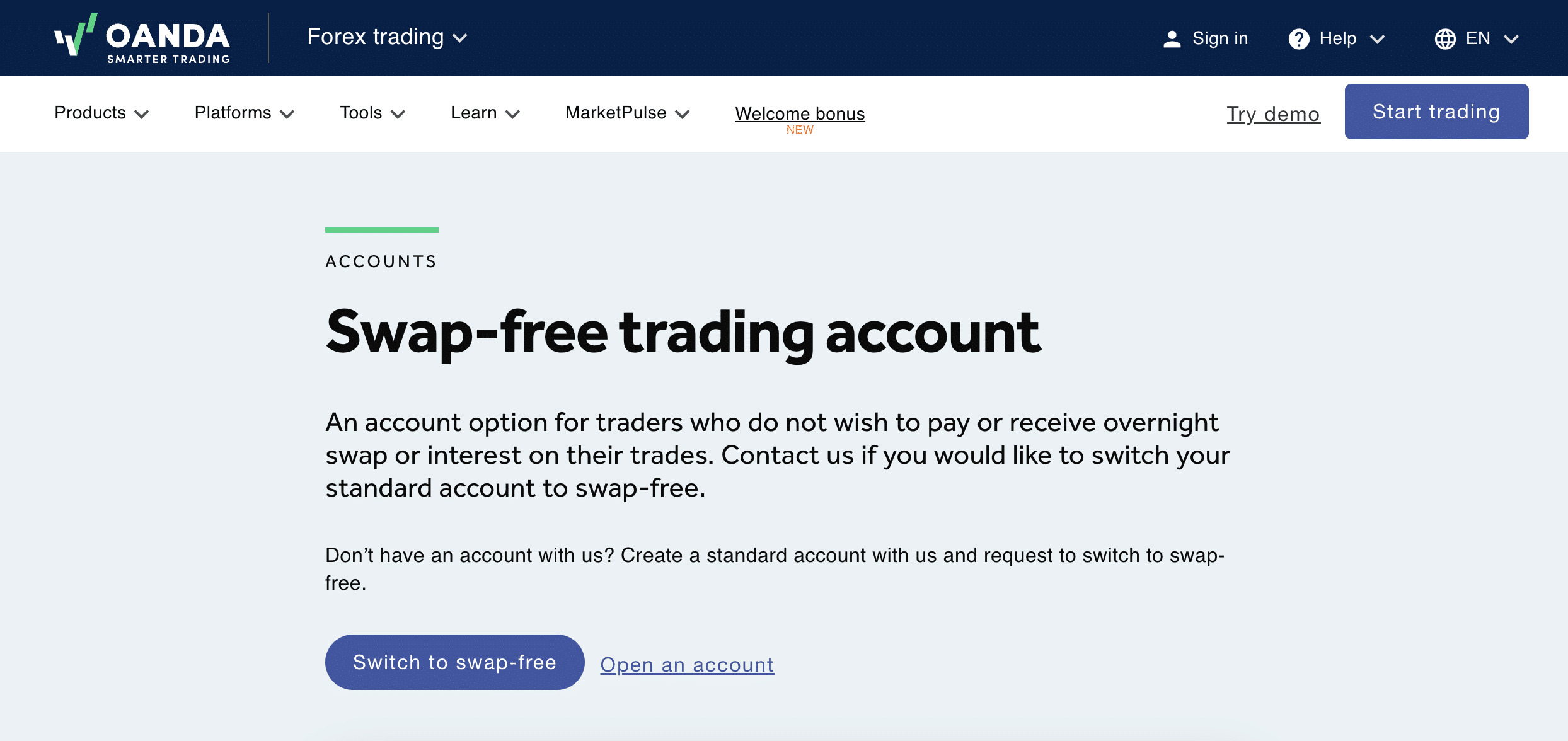 Oanda swap-free account 