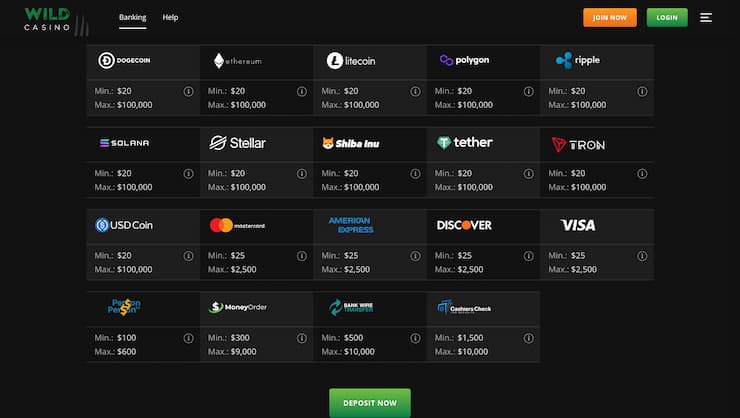 Wild Casino Deposit Options