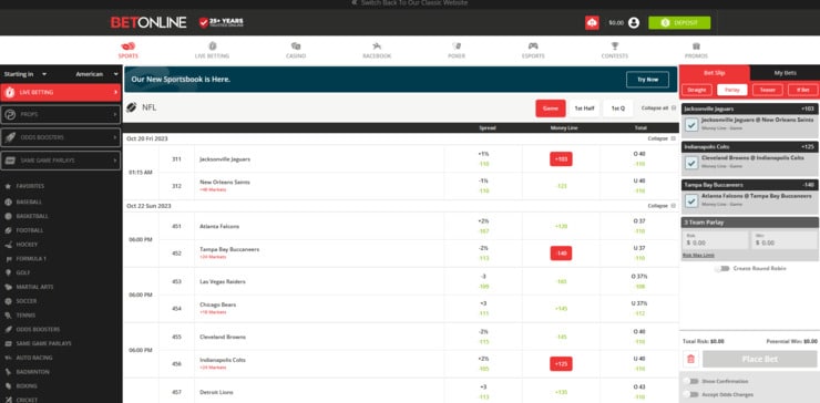 BetOnline parlay bet.