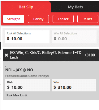 BetOnline SGP betslip.