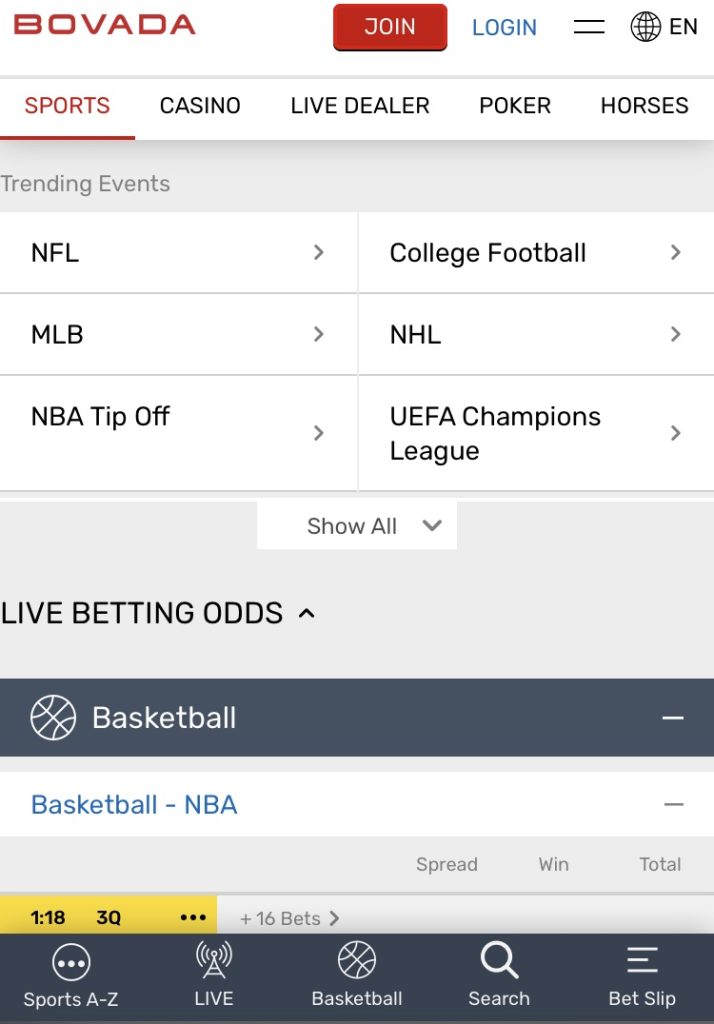 Bovada Android TX