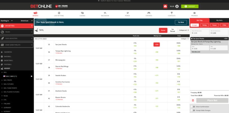 BetOnline underdog bet.