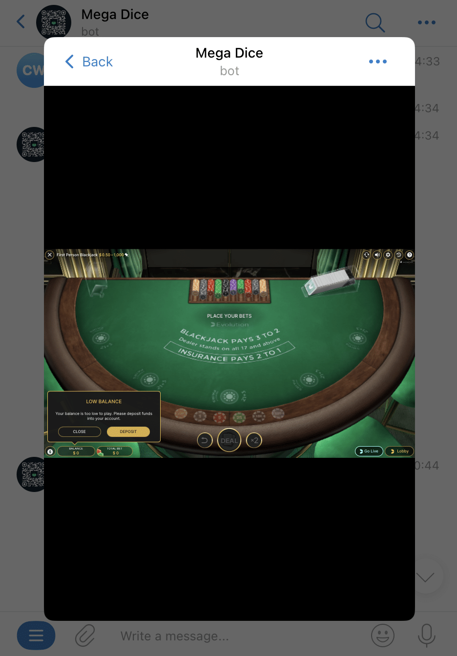 Mega Dice TG casino bot