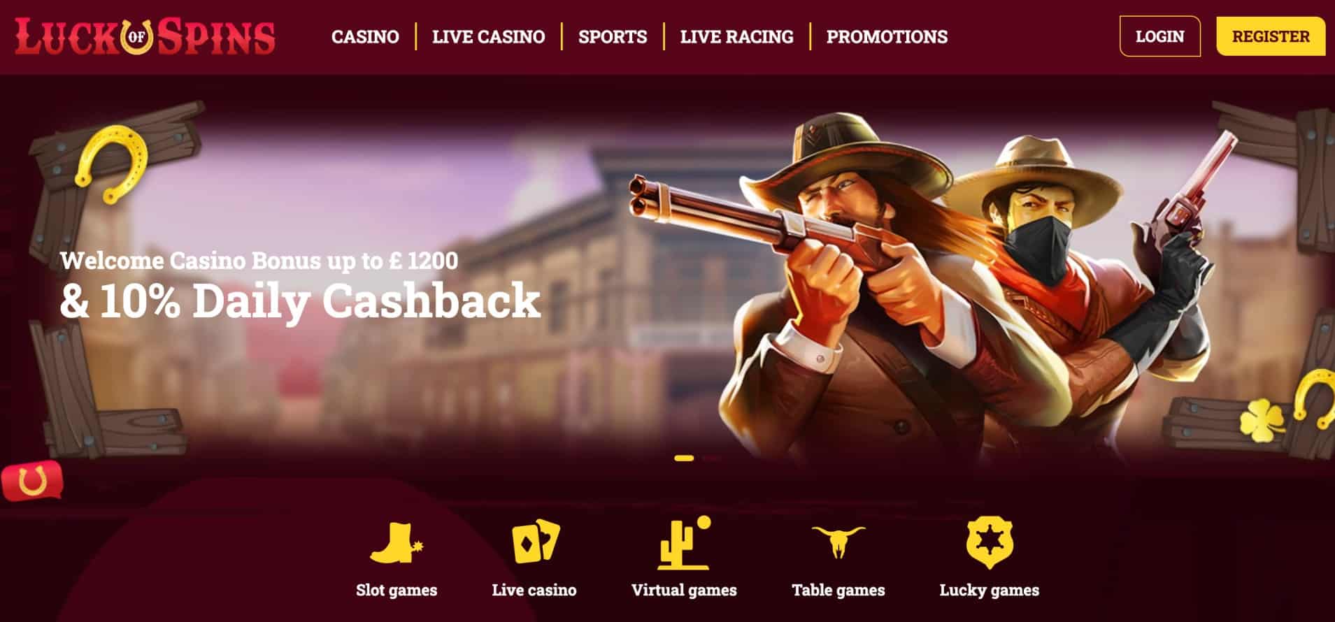 Luck of Spins daily cashback rewards