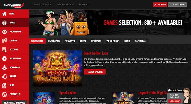 Everygame Casino Game Selection