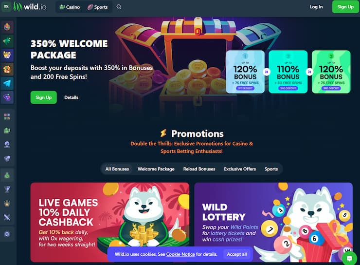 Wild.io Casino Welcome Bonus Package