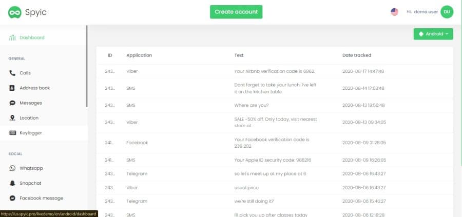 Spyic Dashboard