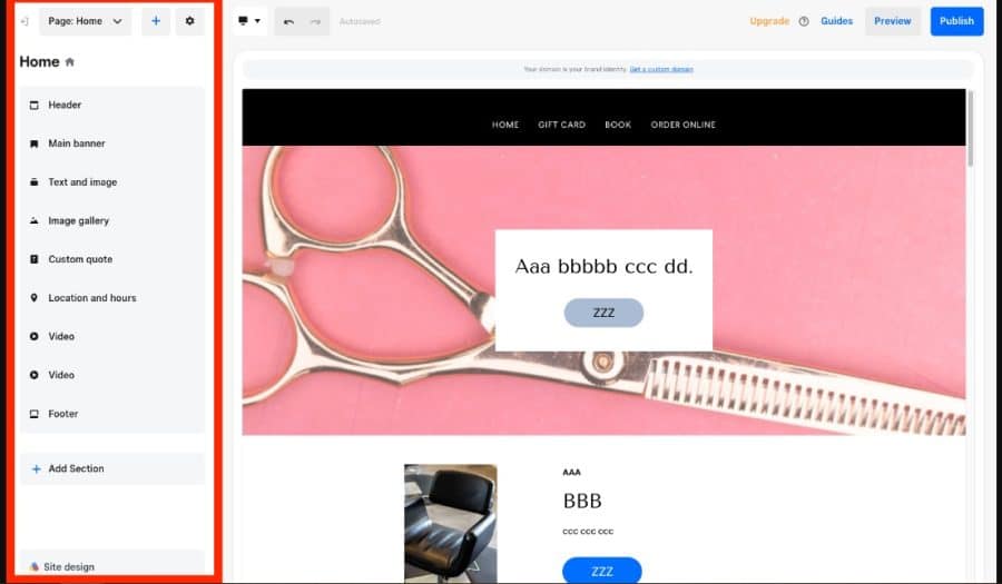 Square website builder