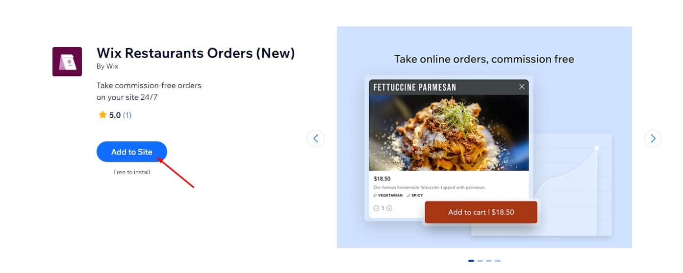 Wix Restaurant Orders widget