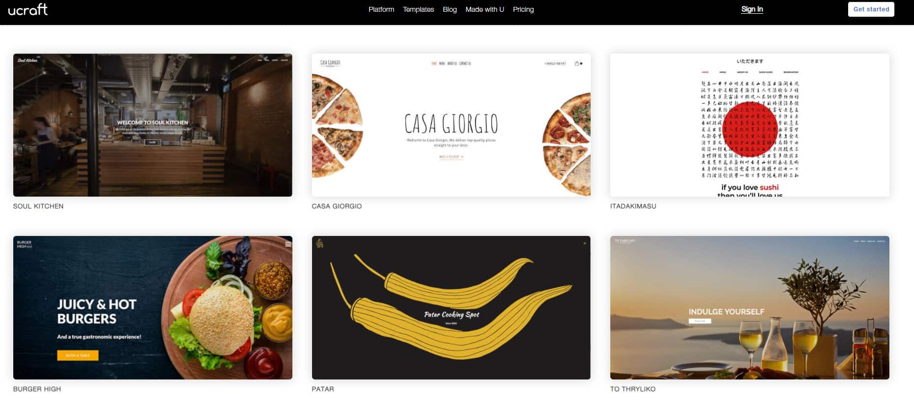 Ucraft website templates