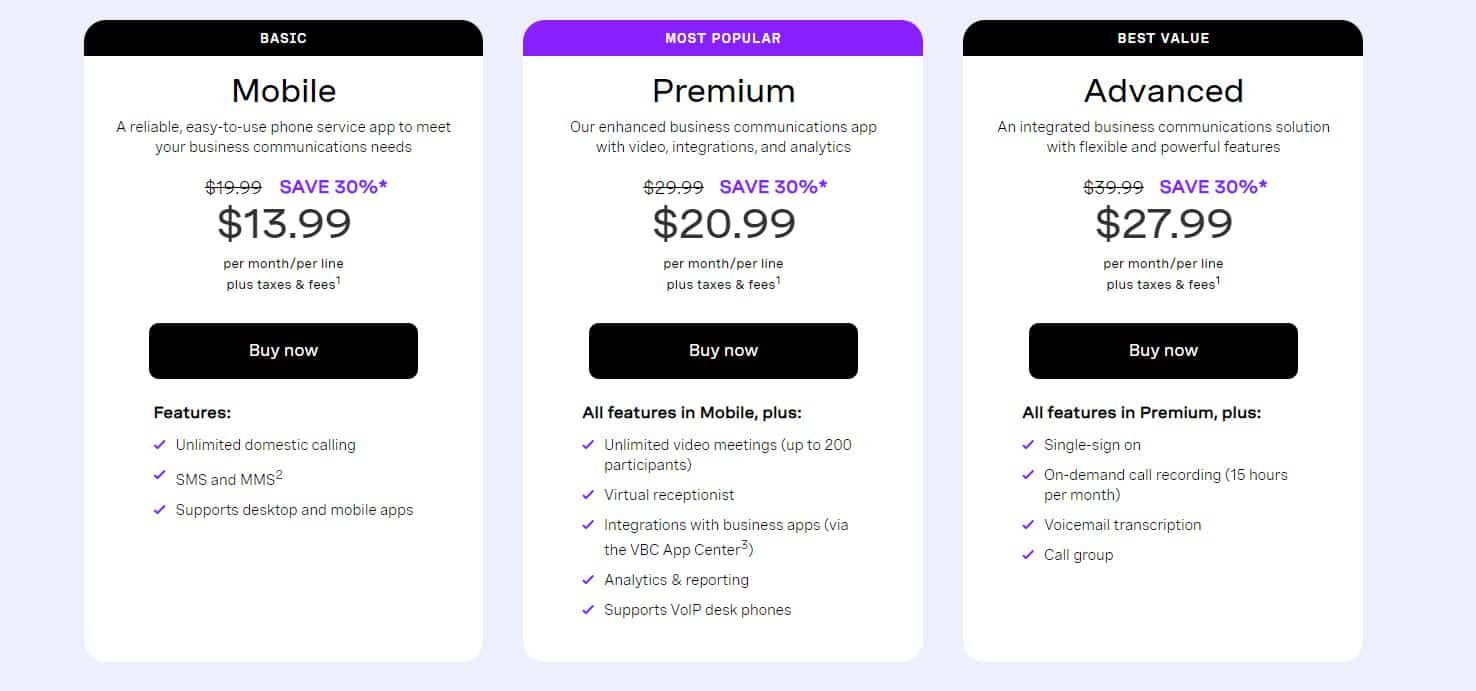 Vonage Pricing Plan