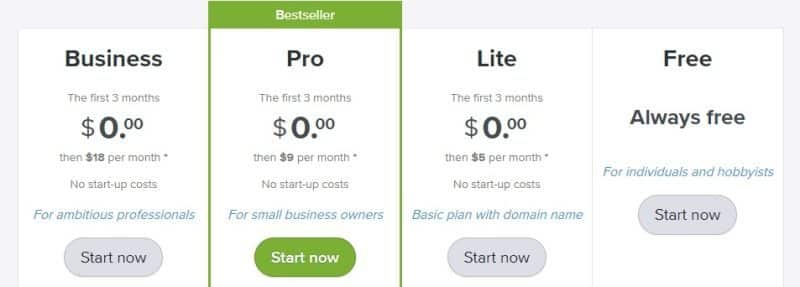 Webador Pricing
