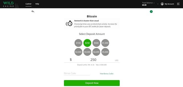 Wild Casino Bitcoin Deposit