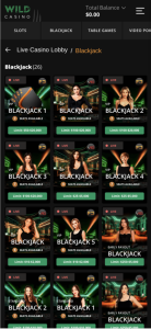 Wild Casino real money blackjack app