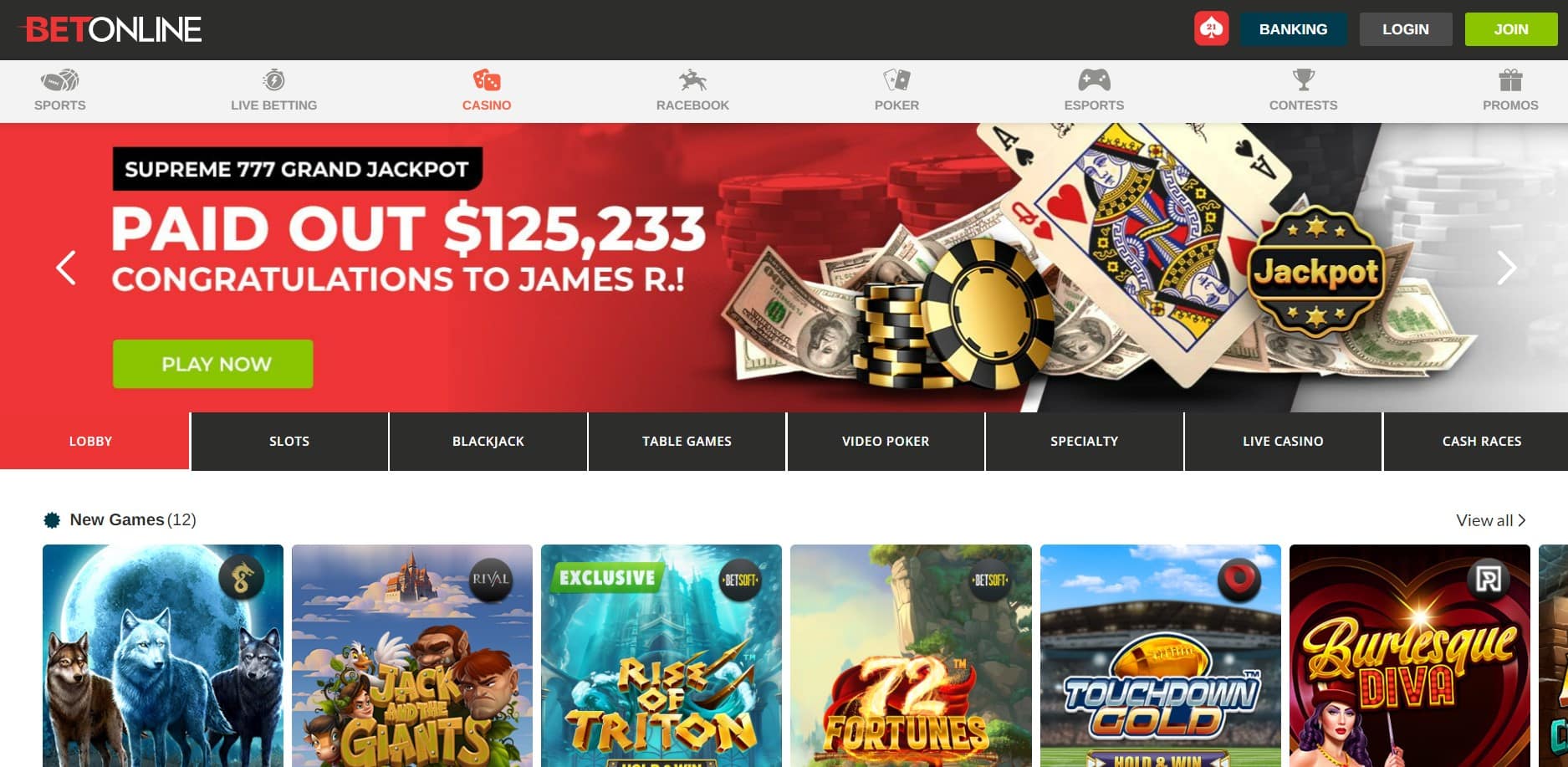 betonline casino homepage