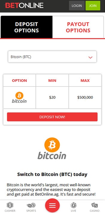BetOnline Deposit
