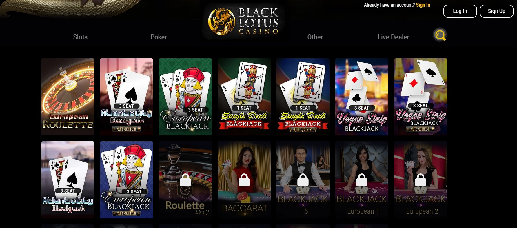 black lotus casino blackjack