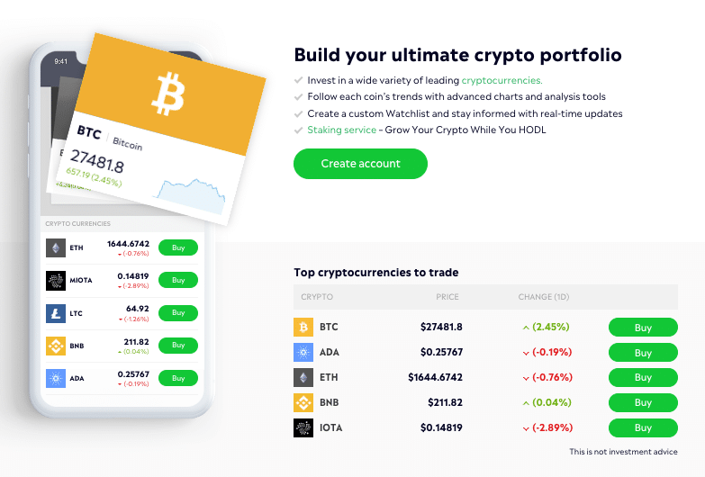 eToro crypto investing