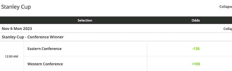 futures bet NHL