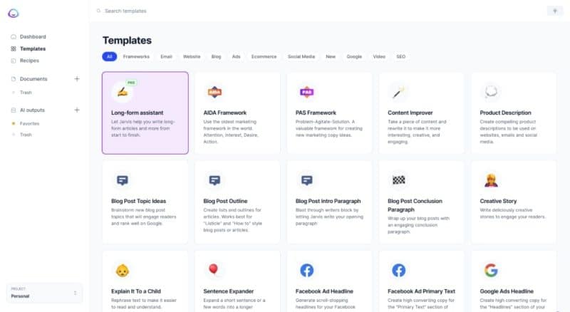 Choose from different templates 
