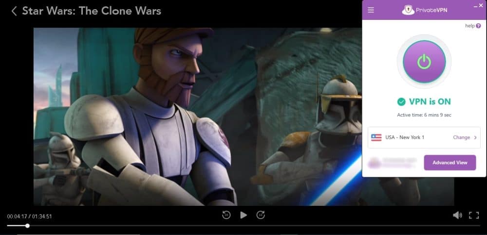 Disney+ using PrivateVPN