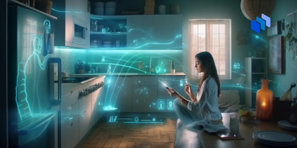 A woman in front of a smart TV