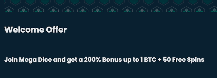 mega dice welcome offer