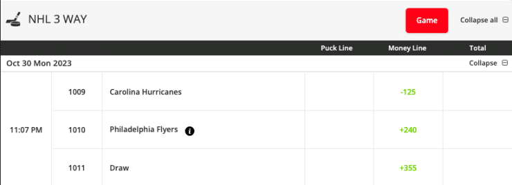 nhl bet options