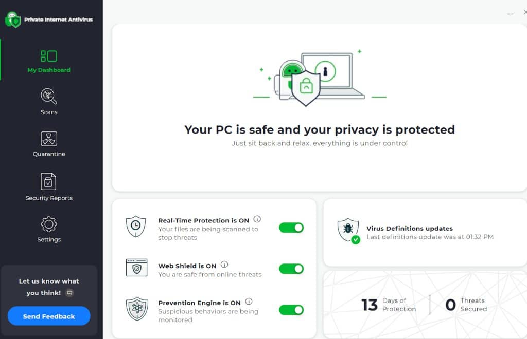 PIA antivirus feature