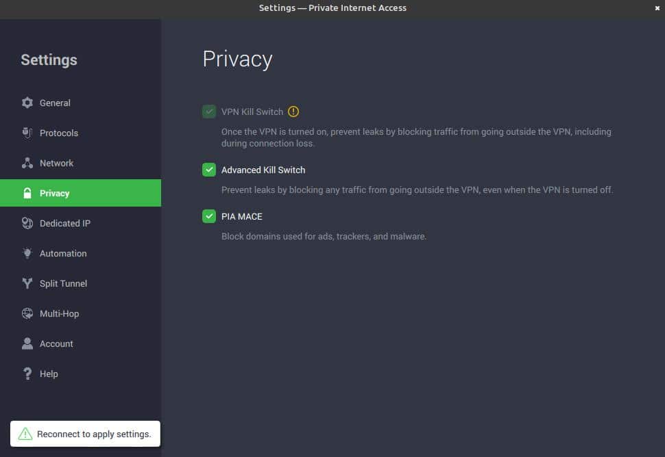 PIA VPN Kill Switch