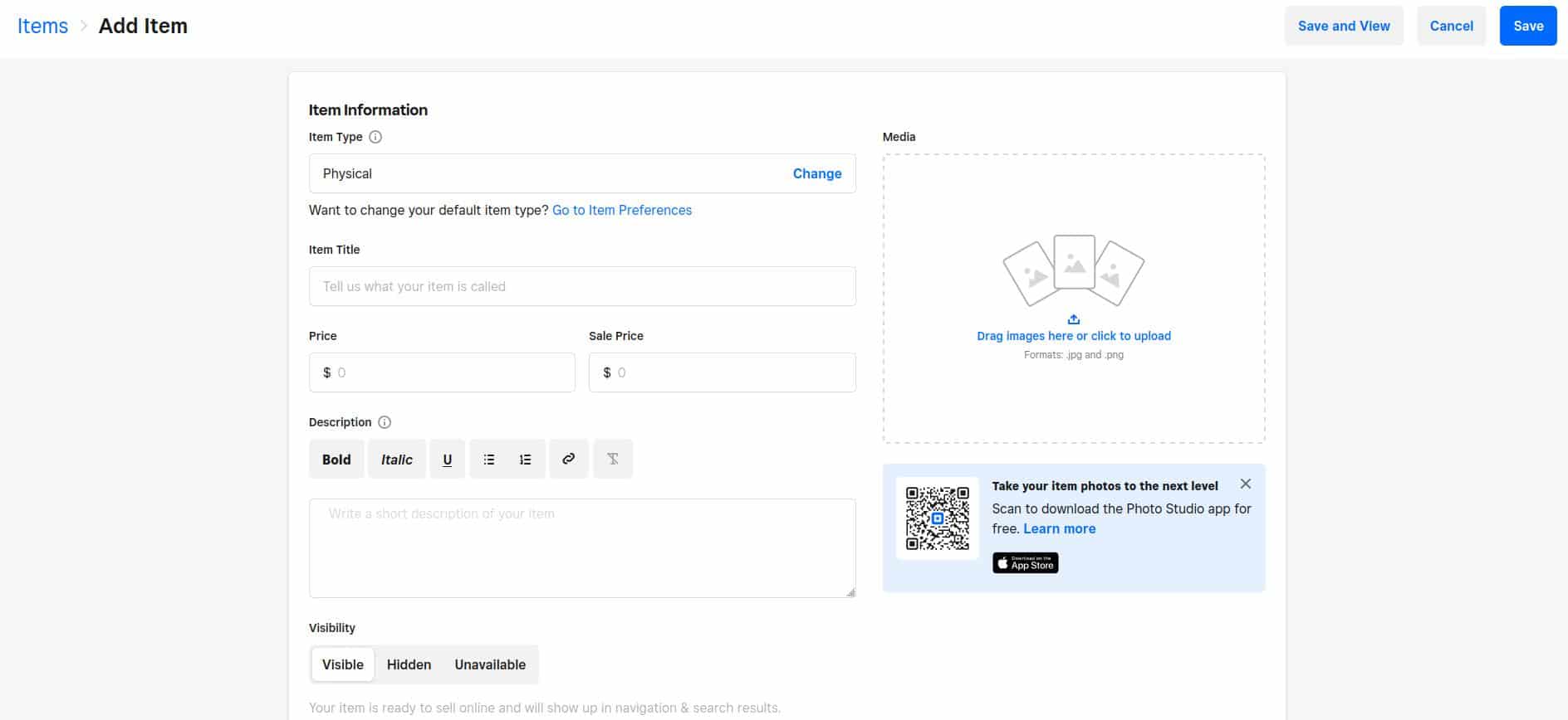 weebly add item