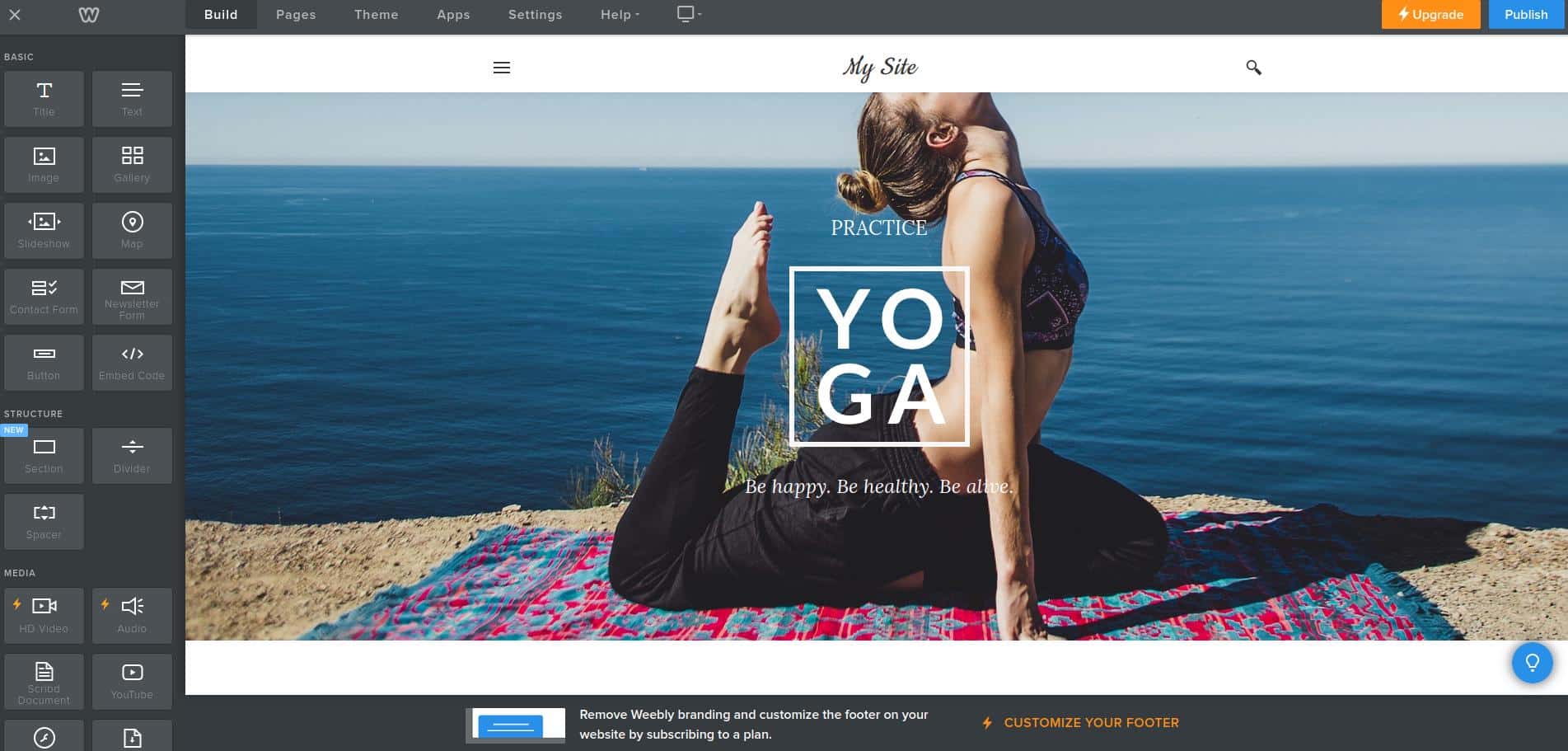 weebly website builder interface