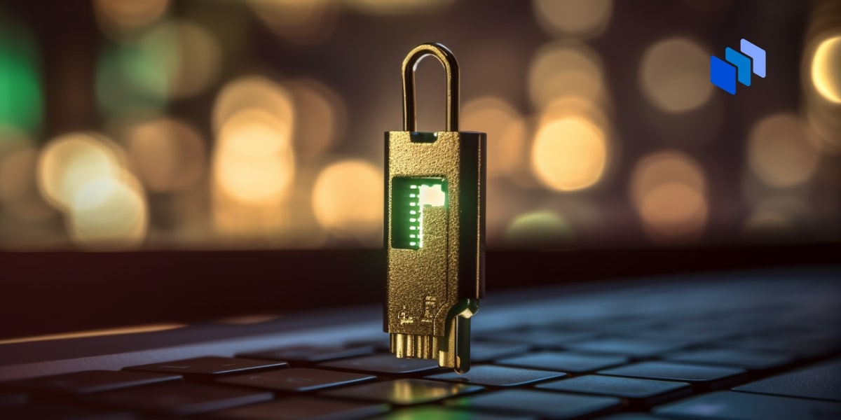 A padlock on a desk