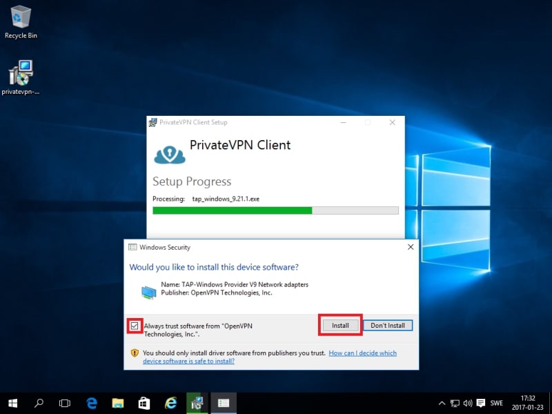 Install PrivateVPN client
