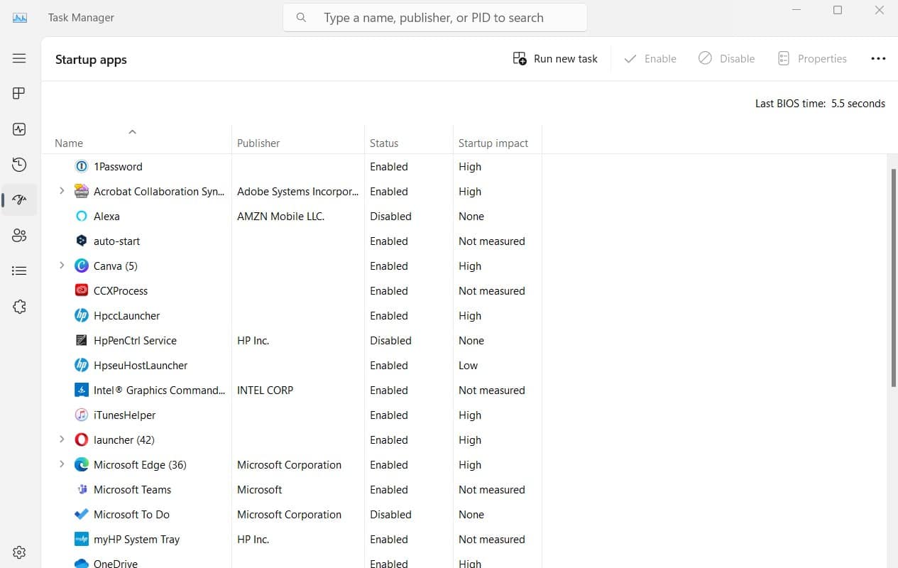 Startup items in Windows