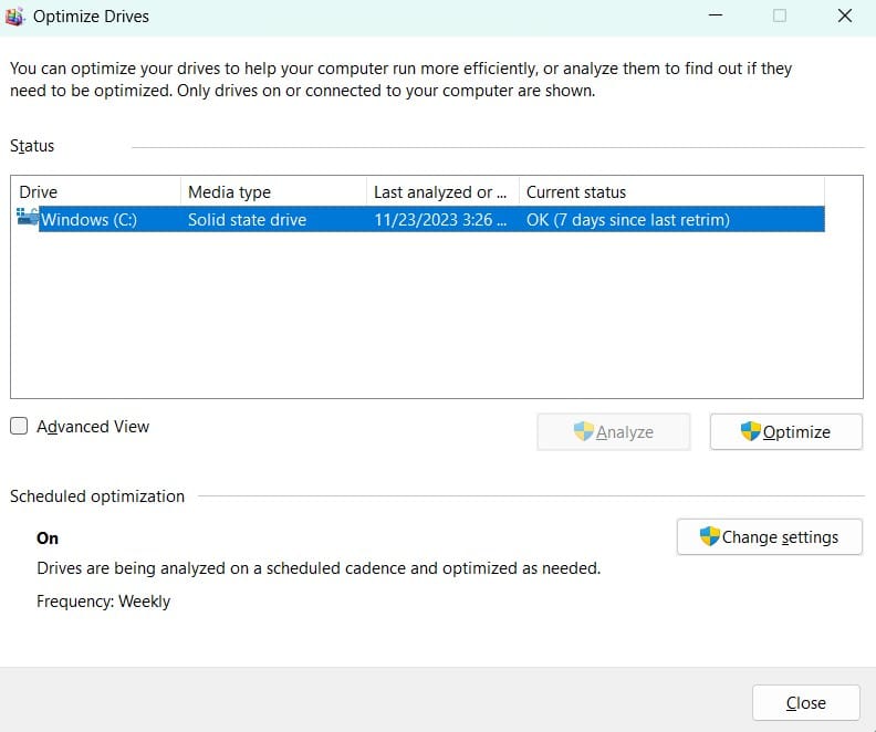 Defrag Windows
