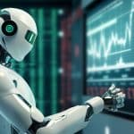 A robot looking at a price chart