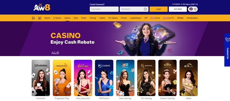 AW8 Malaysia Online Casino Homepage