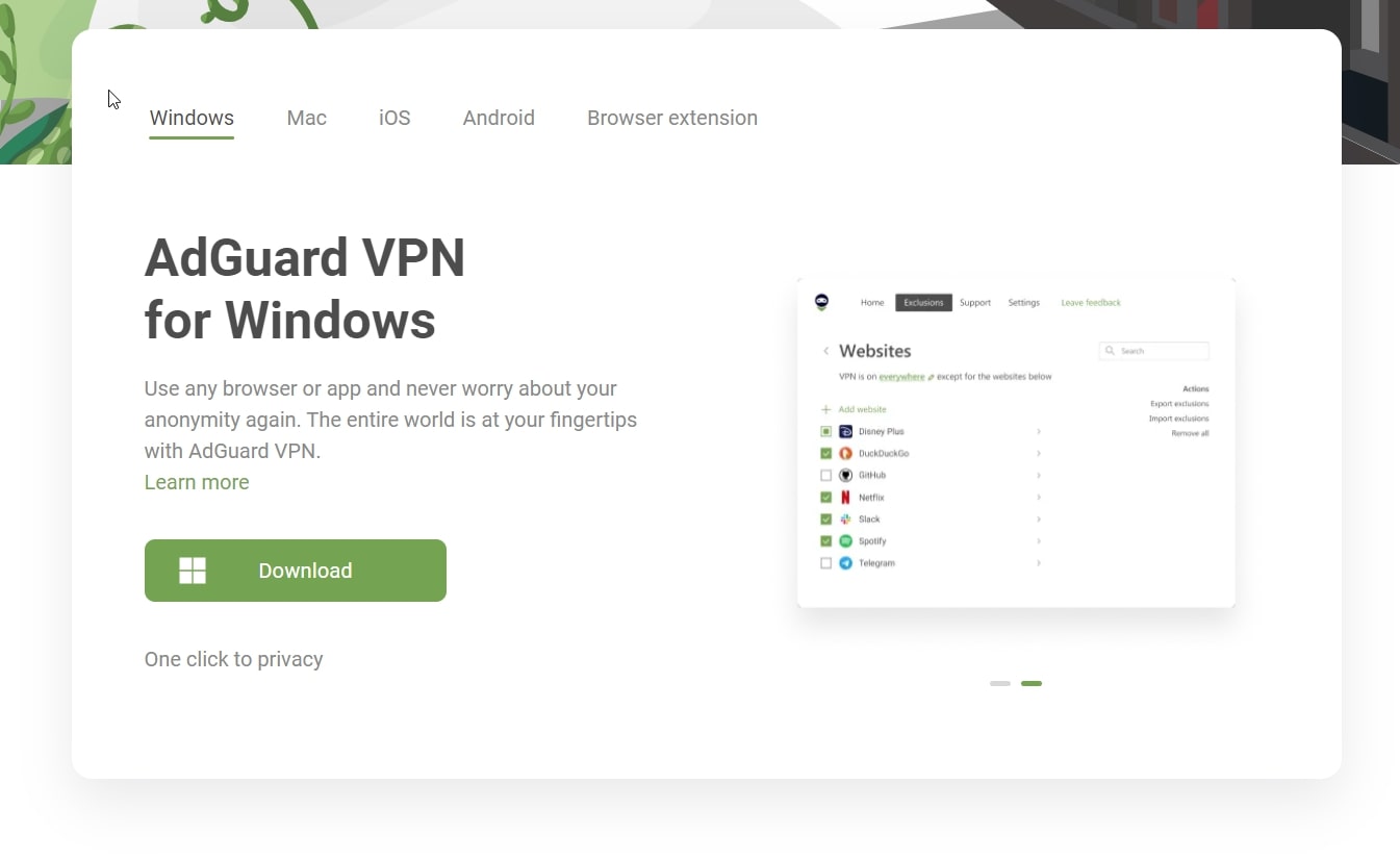Download screen for AdGuard VPN