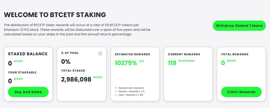 Bitcoin ETF Token staking